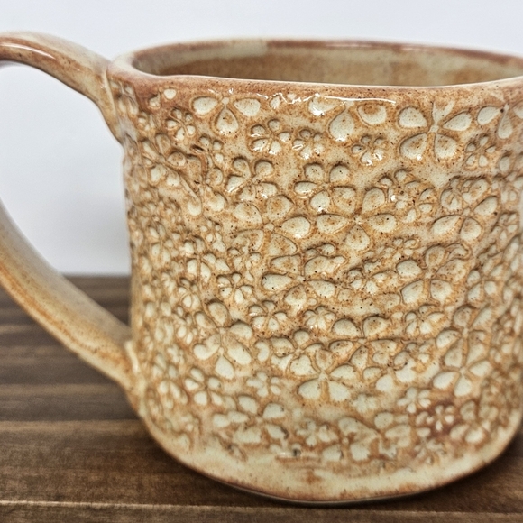 Hand Crafted Flower Stamped Coffee Mug - Picture 3 of 7